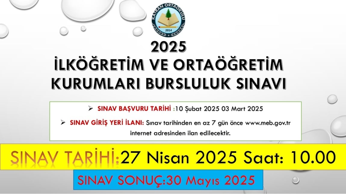 İLKÖĞRETİM VE ORTAÖĞRETİM KURUMLARI BURSLULUK SINAVI 